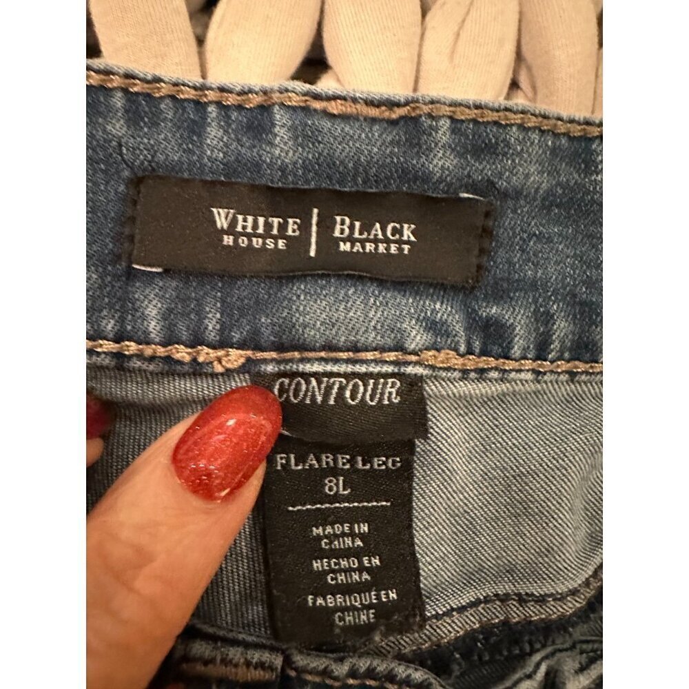 White House Black Market Womens Countour Flare Leg Denim Jean Size 8L Mid Rise - Picture 6 of 6